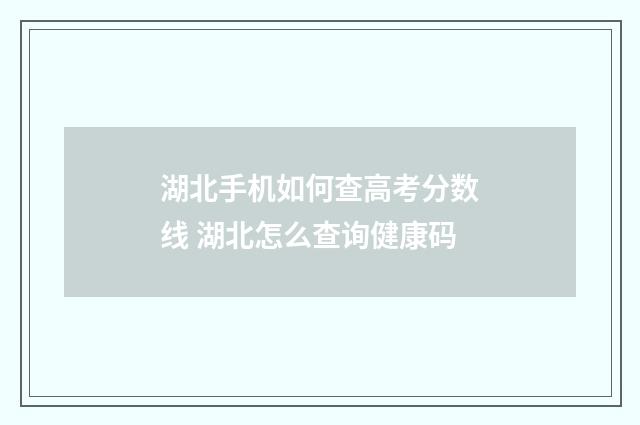 湖北手机如何查高考分数线 湖北怎么查询健康码