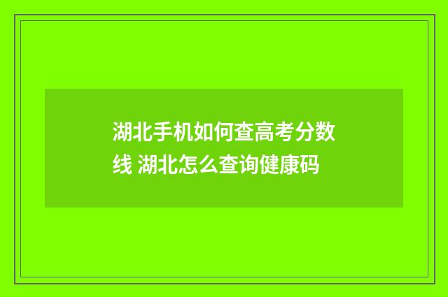 湖北手机如何查高考分数线 湖北怎么查询健康码