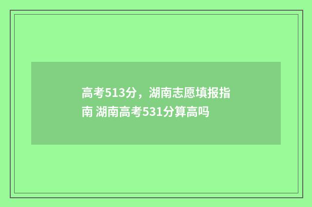 高考513分，湖南志愿填报指南 湖南高考531分算高吗