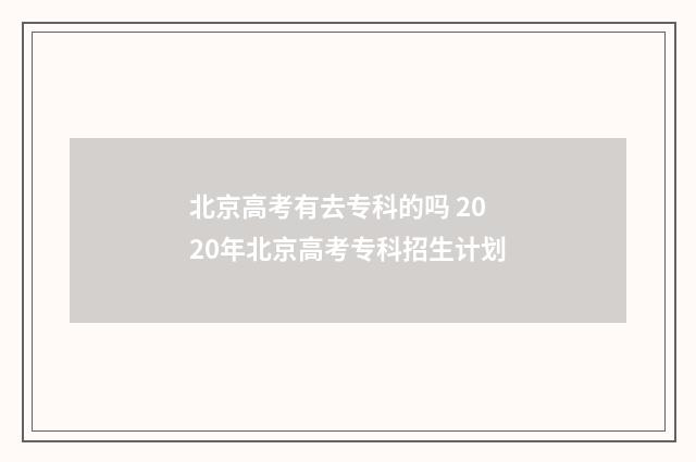 北京高考有去专科的吗 2020年北京高考专科招生计划