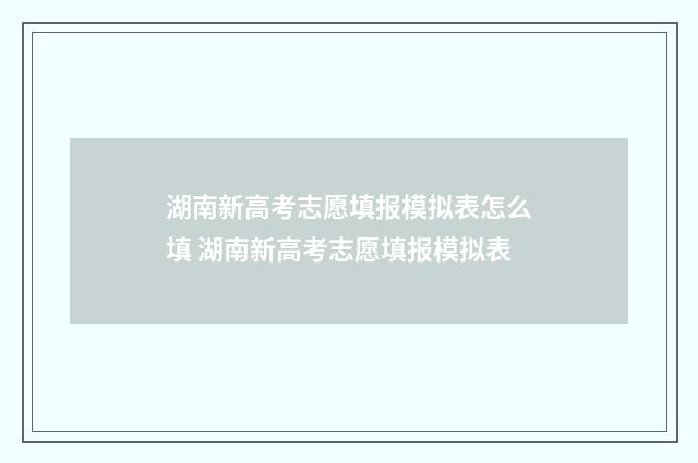 湖南新高考志愿填报模拟表怎么填 湖南新高考志愿填报模拟表