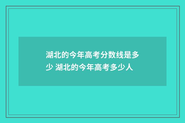 湖北的今年高考分数线是多少 湖北的今年高考多少人
