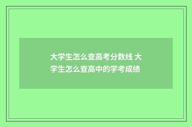 大学生怎么查高考分数线 大学生怎么查高中的学考成绩