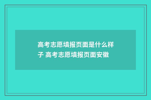 高考志愿填报页面是什么样子 高考志愿填报页面安徽