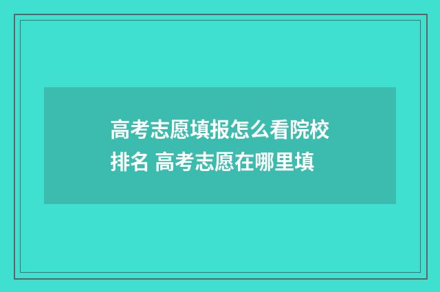 高考志愿填报怎么看院校排名 高考志愿在哪里填