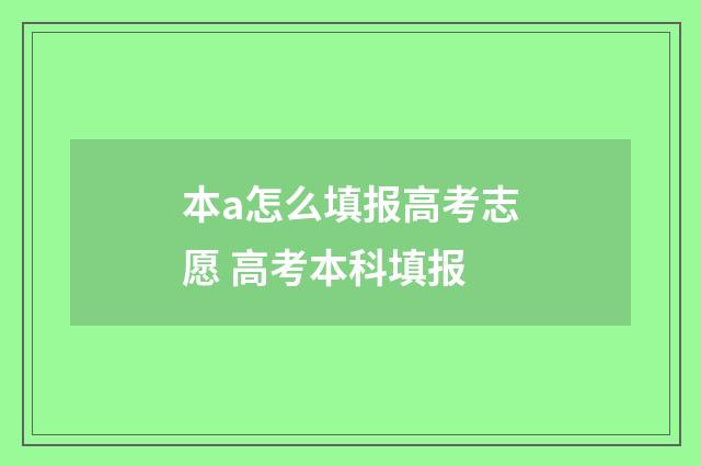 本a怎么填报高考志愿 高考本科填报