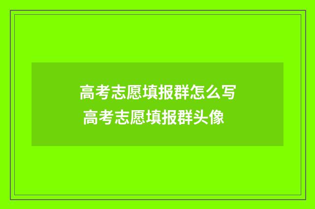 高考志愿填报群怎么写 高考志愿填报群头像