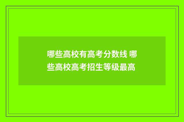哪些高校有高考分数线 哪些高校高考招生等级最高