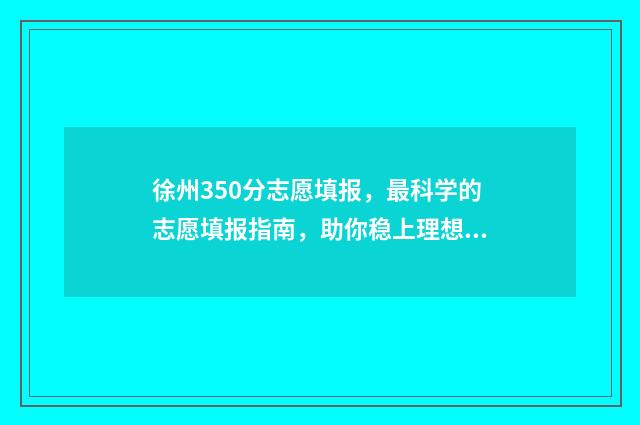徐州350分志愿填报，最科学的志愿填报指南，助你稳上理想高校 徐州高考300多分能上什么学校