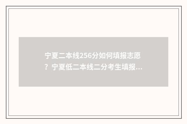 宁夏二本线256分如何填报志愿？宁夏低二本线二分考生填报志愿攻略 宁夏二本分数线预测