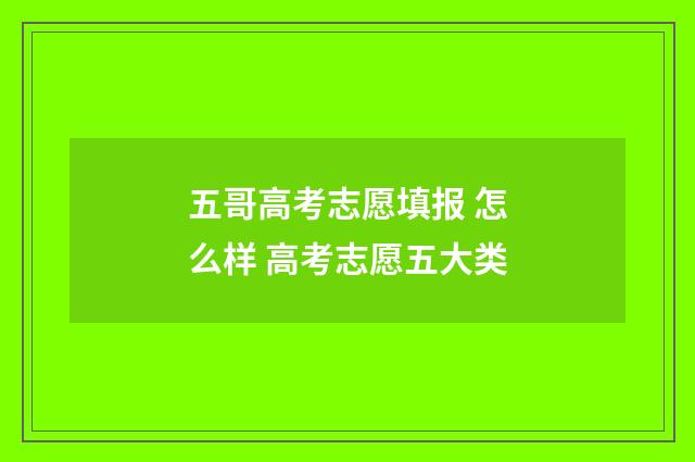 五哥高考志愿填报 怎么样 高考志愿五大类