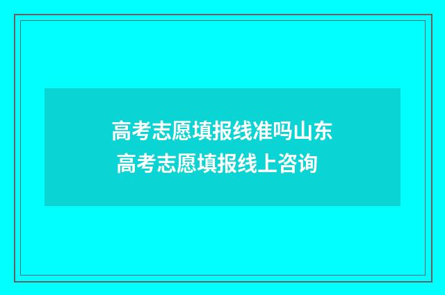 高考志愿填报线准吗山东 高考志愿填报线上咨询