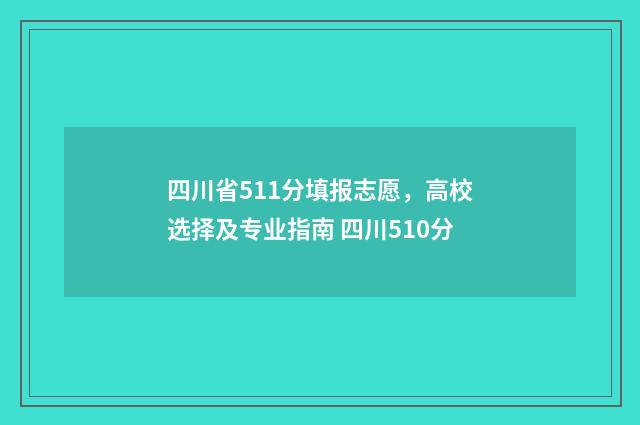 四川省511分填报志愿，高校选择及专业指南 四川510分
