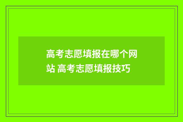 高考志愿填报在哪个网站 高考志愿填报技巧