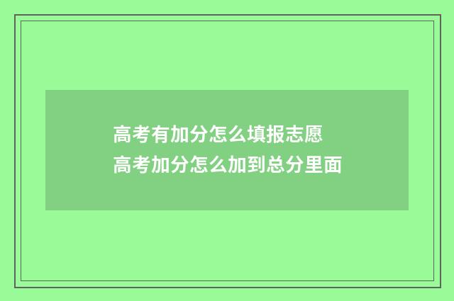 高考有加分怎么填报志愿 高考加分怎么加到总分里面