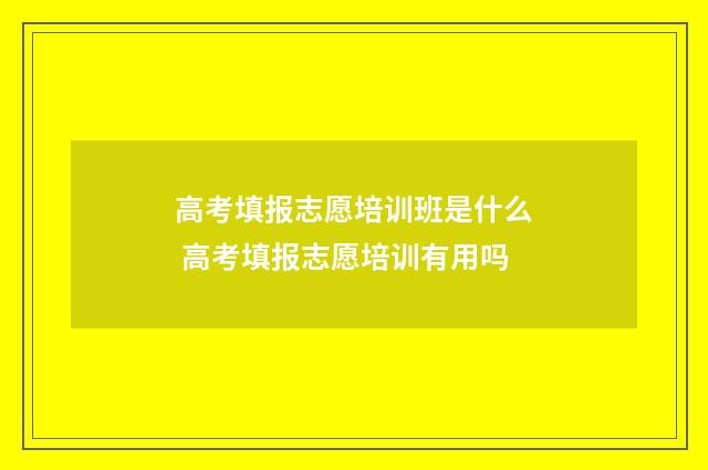 高考填报志愿培训班是什么 高考填报志愿培训有用吗