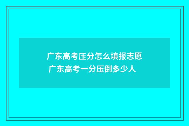 广东高考压分怎么填报志愿 广东高考一分压倒多少人