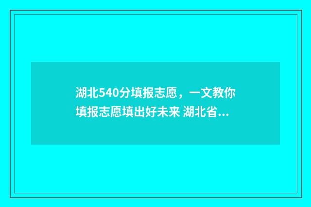 湖北540分填报志愿，一文教你填报志愿填出好未来 湖北省高考540分能上什么学校