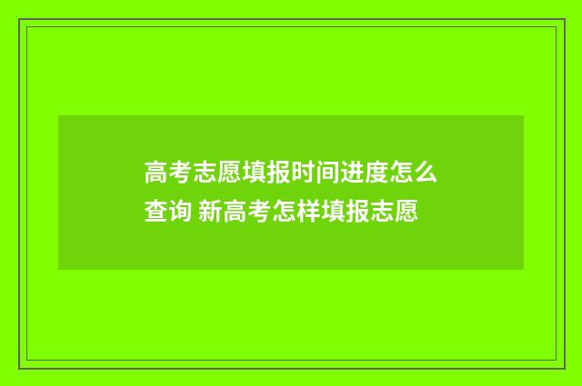 高考志愿填报时间进度怎么查询 新高考怎样填报志愿