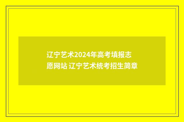 辽宁艺术2024年高考填报志愿网站 辽宁艺术统考招生简章