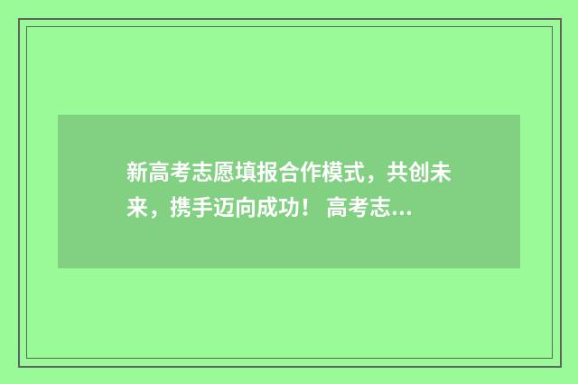 新高考志愿填报合作模式，共创未来，携手迈向成功！ 高考志愿填报志愿表
