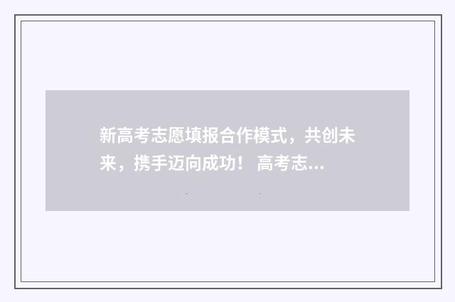 新高考志愿填报合作模式，共创未来，携手迈向成功！ 高考志愿填报志愿表