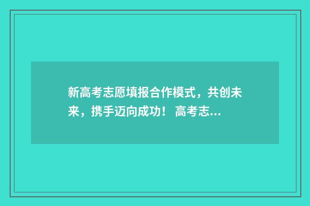 新高考志愿填报合作模式，共创未来，携手迈向成功！ 高考志愿填报志愿表