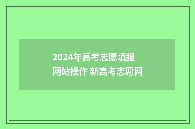 2024年高考志愿填报网站操作 新高考志愿网