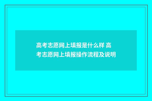 高考志愿网上填报是什么样 高考志愿网上填报操作流程及说明