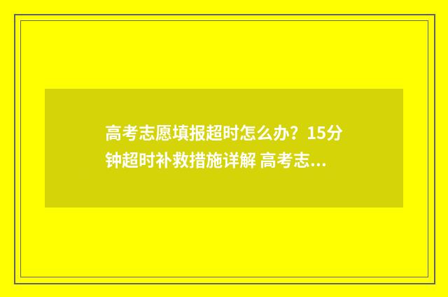 高考志愿填报超时怎么办？15分钟超时补救措施详解 高考志愿填报超时