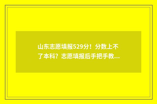 山东志愿填报529分！分数上不了本科？志愿填报后手把手教你冲本科 山东志愿填报时间