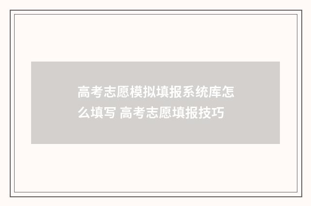 高考志愿模拟填报系统库怎么填写 高考志愿填报技巧