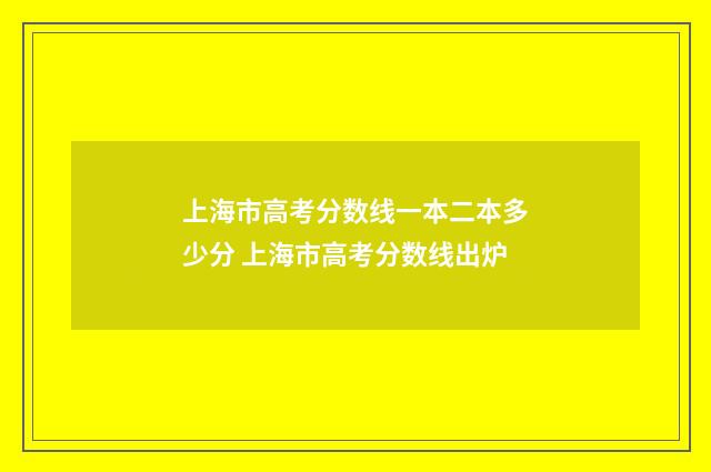 上海市高考分数线一本二本多少分 上海市高考分数线出炉