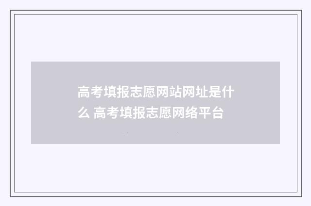 高考填报志愿网站网址是什么 高考填报志愿网络平台