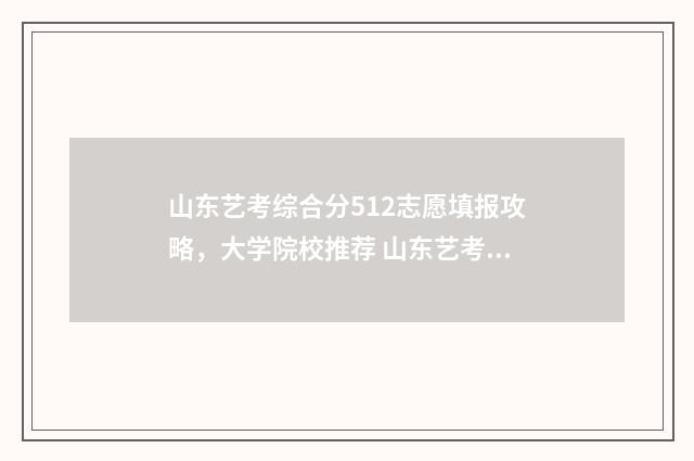 山东艺考综合分512志愿填报攻略,大学院校推荐 山东艺考综合分多少分能上本科