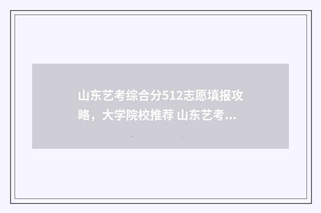 山东艺考综合分512志愿填报攻略，大学院校推荐 山东艺考综合分多少分能上本科