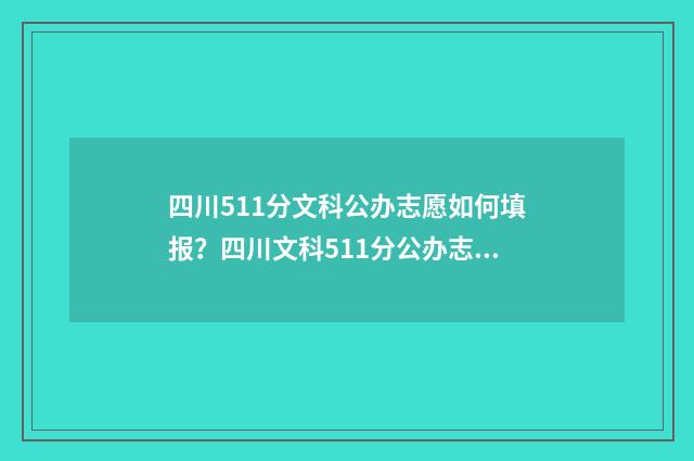 四川511分文科公办志愿如何填报？四川文科511分公办志愿填报指南 四川515分文科上什么大学