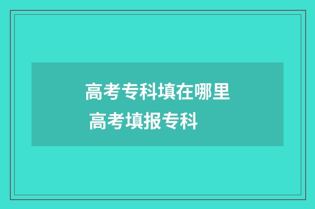 高考专科填在哪里 高考填报专科