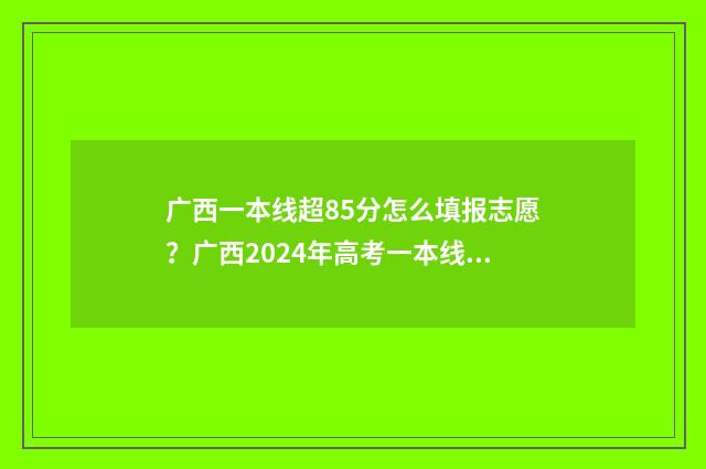 广西一本线超85分怎么填报志愿？广西2024年高考一本线超85分志愿填报技巧 广西一本线超一百分报什么大学