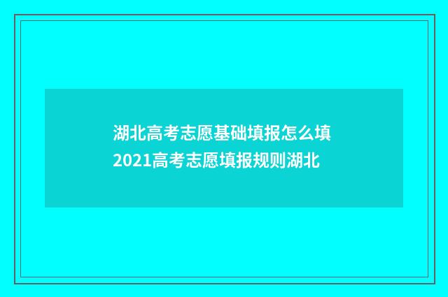 湖北高考志愿基础填报怎么填 2021高考志愿填报规则湖北