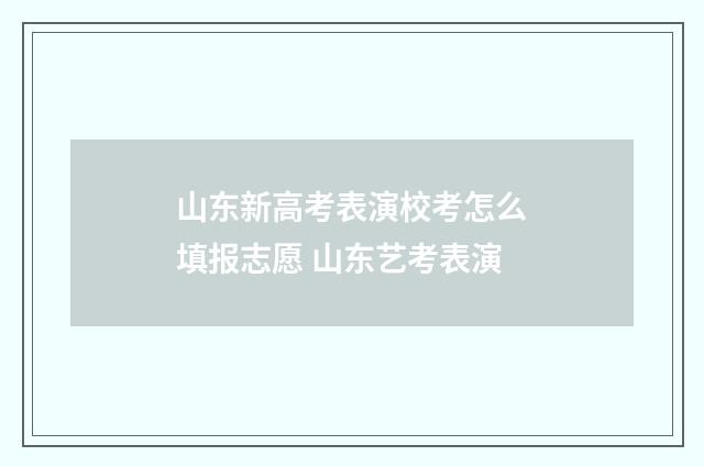 山东新高考表演校考怎么填报志愿 山东艺考表演
