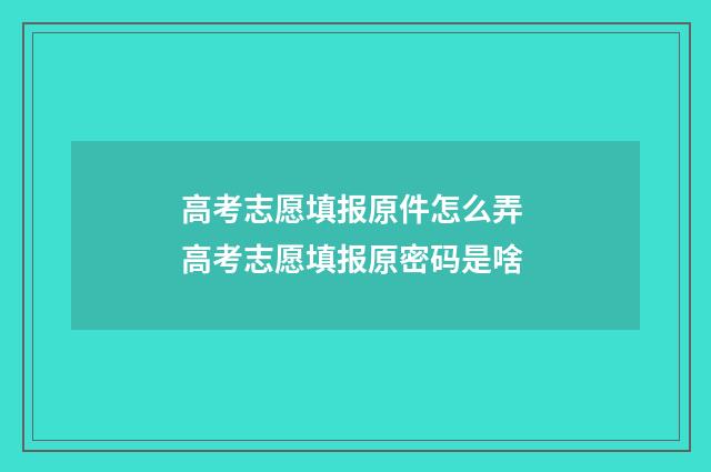 高考志愿填报原件怎么弄 高考志愿填报原密码是啥