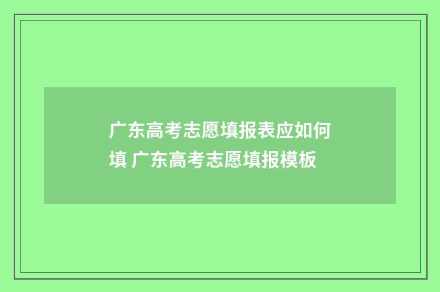 广东高考志愿填报表应如何填 广东高考志愿填报模板