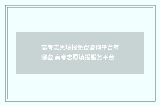 高考志愿填报免费咨询平台有哪些 高考志愿填报服务平台
