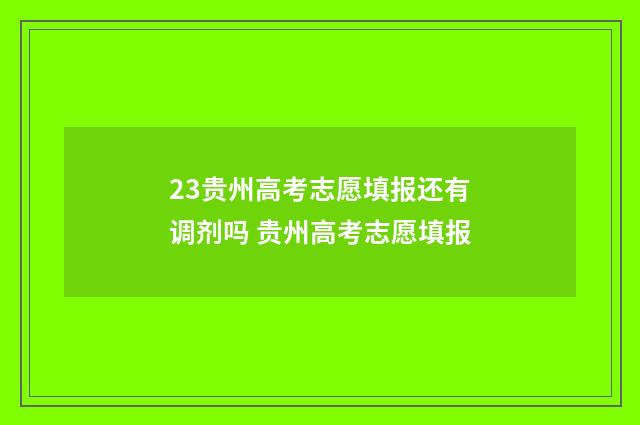 23贵州高考志愿填报还有调剂吗 贵州高考志愿填报