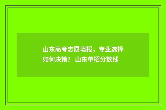 山东高考志愿填报，专业选择如何决策？ 山东单招分数线