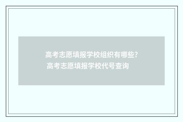 高考志愿填报学校组织有哪些？ 高考志愿填报学校代号查询