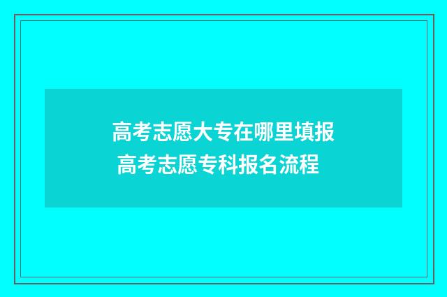 高考志愿大专在哪里填报 高考志愿专科报名流程