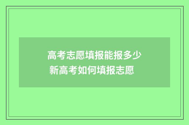 高考志愿填报能报多少 新高考如何填报志愿