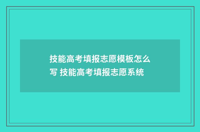 技能高考填报志愿模板怎么写 技能高考填报志愿系统